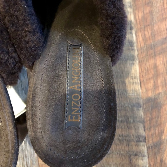 ENZO ANGIOLINI Eastercero Brown Suede Fur Mules - Picture 6 of 6